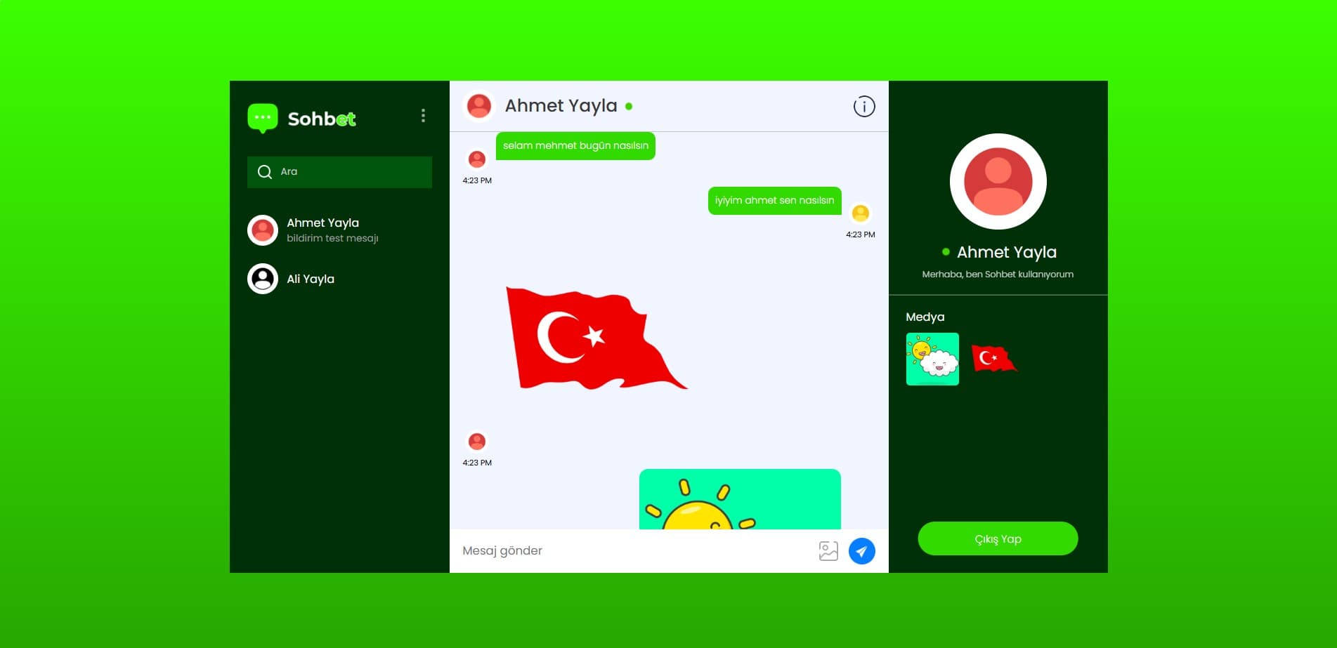 Sohbet Et ekran görüntüsü